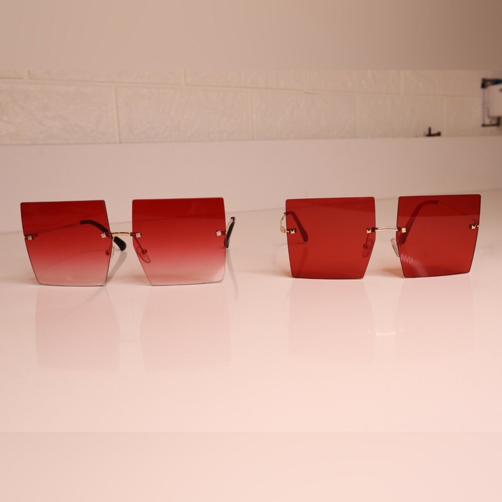 Red Square Shaped Sunglasses.